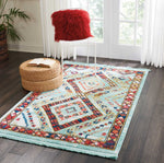 Nourison Tribal Decor Tribal Aqua 3'11'' x 6'2'' Area--Rug, Easy--Cleaning, Non Shedding, Bed Room, Living Room, Dining Room, Kitchen (4x6)