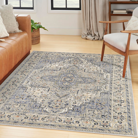 Nourison Essentials Indoor/Outdoor Blue 4' x 6' Area Rug, Non Shedding, Bed Room, Living Room, Dining Room, Backyard, Deck, Patio (4x6)