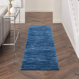 Nourison Essentials Indoor/Outdoor Navy Blue 2'2" x 10' Area Rug, Easy Cleaning, Non Shedding, Bed Room, Living Room, Dining Room, Backyard, Deck, Patio (2x10)