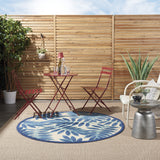 Nourison Aloha Indoor/Outdoor Navy 4' x Round Area Rug, Easy Cleaning, Non Shedding, Bed Room, Living Room, Dining Room, Backyard, Deck, Patio (4 Round)