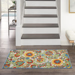 Nourison Aloha Indoor/Outdoor Ivory/Multi 2'8" x 4' Area -Rug, Easy -Cleaning, Non Shedding, Bed Room, Living Room, Dining Room, Backyard, Deck, Patio (3x4)