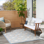 Nourison Aloha Indoor/Outdoor Blue/Grey 3'6" x 5'6" Area Rug, Easy Cleaning, Non Shedding, Bed Room, Living Room, Dining Room, Patio, Deck, Backyard (4x6)