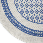 Nourison Whimsicle Geometric Ivory Blue 8' x Round Area Rug, Easy Cleaning, Non Shedding, Bed Room, Living Room, Dining Room, Kitchen (8 Round)