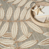 Nourison Aloha Indoor/Outdoor Natural 4' x Round Area Rug, Easy Cleaning, Non Shedding, Bed Room, Living Room, Dining Room, Backyard, Deck, Patio (4 Round)