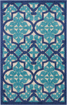 Nourison Aloha Indoor/Outdoor Navy 2'8" x 4' Area Rug, Tropical, Botanical, Easy Cleaning, Non Shedding, Bed Room, Living Room, Dining Room, Deck, Backyard, Patio (3x4)