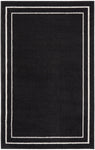 Nourison Essentials Indoor/Outdoor Solid Bordered Black Ivory 3' x 5' Area Rug, Easy Cleaning, Non Shedding, Bed Room, Living Room, Dining Room, Backyard, Deck, Patio (3x5)