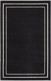 Nourison Essentials Indoor/Outdoor Solid Bordered Black Ivory 3' x 5' Area Rug, Easy Cleaning, Non Shedding, Bed Room, Living Room, Dining Room, Backyard, Deck, Patio (3x5)