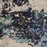 Nourison Celestial Modern Abstract Ivory/Teal Blue 5'3" x Round Area Rug, Easy Clean, Non Shedding, Bed Room, Living Room, Dining Room, Kitchen (5 Round)