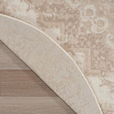 Nourison Grafix Ivory Beige 5'3" x Round Area Rug - Easy Clean, Non Shedding, Bed Room, Living Room, Dining Room, Kitchen (5' x Round)