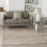 Nourison Damask Farmhouse Beige Ivory 3'6" x 5'6" Area Rug, Easy Cleaning, Non Shedding, Bed Room, Living Room, Dining Room, Kitchen (4x6)