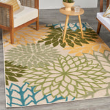 Nourison Aloha Tropical Indoor/Outdoor Green Multicolor 3'6" x 5'6" Area Rug, Easy Cleaning, Non Shedding, Bed Room, Living Room, Dining Room, Backyard, Deck, Patio (4x6)