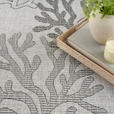 Nourison Garden Oasis Indoor-Outdoor Grey 4' x 6' Area Rug, Easy Cleaning, Non Shedding, Bed Room, Living Room, Dining Room, Backyard, Deck, Patio (4x6)