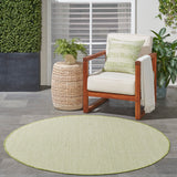 Nourison Courtyard Indoor/Outdoor Ivory Green 5 x Round Area Rug, Easy Cleaning, Non Shedding, Bed Room, Living Room, Dining Room, Backyard, Deck, Patio (5 Round)