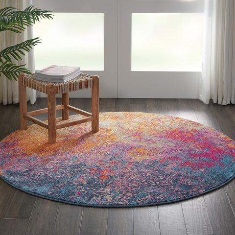 Nourison Passion 4' x Round Multicolor Fabric Modern Area Rug (4' Round)