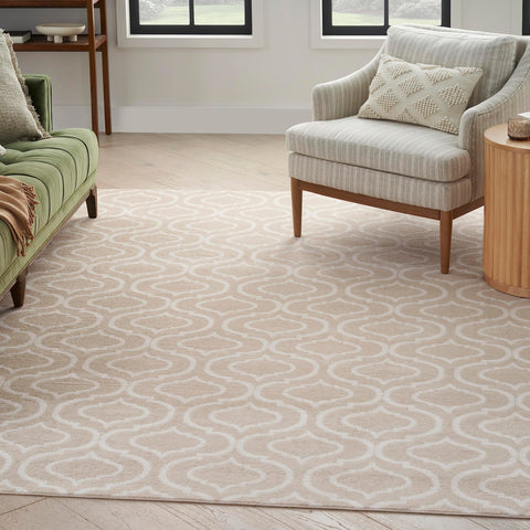 Nourison Jubilant Contemporary Beige 5'3" x 7'3" Area -Rug, Easy -Cleaning, Non Shedding, Bed Room, Living Room, Dining Room, Kitchen (5x7)