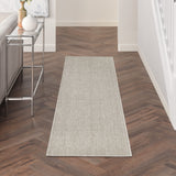 Nourison Textured Home All-Over Design Ivory Mocha 2' x 6' Area Rug, Easy Clean, Non Shedding, Bed Room, Living Room, Dining Room, Kitchen (2x6)