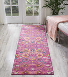Nourison Passion Fuchsia 2'2" x 7'6" Area Rug, Boho, Moroccan, Bed Room, Living Room, Dining Room, Kitchen, Easy Cleaning, Non Shedding, (8' Runner)