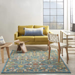 Nourison Allur Traditional Turquoise Ivory 5'3" x 7'3" Area -Rug, Easy -Cleaning, Non Shedding, Bed Room, Living Room, Dining Room, Kitchen (5x7)