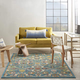 Nourison Allur Traditional Turquoise Ivory 5'3" x 7'3" Area -Rug, Easy -Cleaning, Non Shedding, Bed Room, Living Room, Dining Room, Kitchen (5x7)