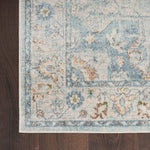 Nourison Astra Machine Washable Traditional Light Blue 2'2" x 10' Area -rug, Easy -cleaning, Non Shedding, Bed Room, Living Room, Dining Room, Kitchen (2x10)