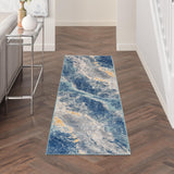 Nourison Passion Abstract Blue Multicolor 2'2" x 7'6" Area Rug, Easy Clean, Non Shedding, Bed Room, Living Room, Dining Room, Kitchen (2x8)