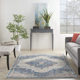 Nourison Concerto Persian Blue/Grey 3'9" x 5'9" Area -Rug, Easy -Cleaning, Non Shedding, Bed Room, Living Room, Dining Room, Kitchen (4x6)