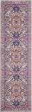 Nourison Passion Bohemian Light Grey/Pink 2'2" x 10' Area -Rug, Easy -Cleaning, Non Shedding, Bed Room, Living Room, Dining Room, Kitchen (2x10)