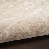 Nourison Grafix Ivory Beige 5'3" x Round Area Rug - Easy Clean, Non Shedding, Bed Room, Living Room, Dining Room, Kitchen (5' x Round)