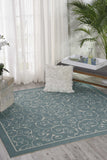 Nourison Home & Garden Indoor-Outdoor Light Blue 4'3" x 6'3" Area Rug, Easy Clean, Non Shedding, Bed Room, Living Room, Dining Room, Kitchen (4x6)