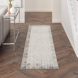 Nourison Elation Abstract Ivory Grey 2'3" x 7'6" Area -Rug, Easy -Cleaning, Non Shedding, Bed Room, Living Room, Dining Room, Kitchen (2x7)