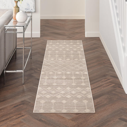 Nourison Grafix Beige 2'3" x 12' Area Rug - Easy Clean, Non Shedding, Bed Room, Living Room, Dining Room, Kitchen (12' Runner)
