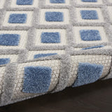 Nourison Aloha Indoor/Outdoor Blue/Grey 2' x 6' Area Rug, Easy Cleaning, Non Shedding, Bed Room, Living Room, Dining Room, Deck, Backyard, Patio (2x6)