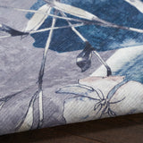 Nourison Washables Floral Grey Blue 6' x 9' Area -Rug, Easy -Cleaning, Non Shedding, Bed Room, Living Room, Dining Room, Kitchen (6x9)