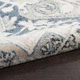 Nourison Geneva Blue/Grey 2'2" x 7'6" Area Rug, Traditional, French Country, Easy Cleaning, Non Shedding, Bed Room, Living Room, Dining Room, Kitchen, (8' x Runner)