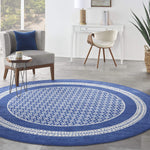 Nourison Whimsicle Geometric Navy 8' x Round Area Rug, Easy Cleaning, Non Shedding, Bed Room, Living Room, Dining Room, Kitchen (8 Round)