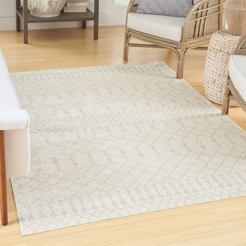 Nourison Astra Machine Washable Moroccan Ivory 6'7" x 9' Area Rug, Easy Clean, Non Shedding, Bed Room, Living Room, Dining Room, Kitchen (7x9)