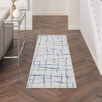 Nourison Whimsicle Ivory Blue 2' x 6' Area Rug, Contemporary, Artistic, Easy Cleaning, Non Shedding, Bed Room, Living Room, Dining Room, Kitchen, (6' Runner)