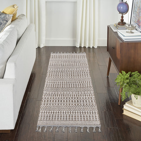 Nourison Asilah Mocha/Ivory 2'2" x 8'2" Area Rug, Boho, Moroccan, Easy Cleaning, Non Shedding, Bed Room, Living Room, Dining Room, Kitchen, (8' x Runner)