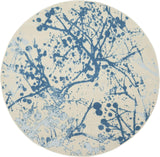 Nourison Jubilant Abstract Ivory/Blue 5'3" x ROUND Area -Rug, Easy -Cleaning, Non Shedding, Bed Room, Living Room, Dining Room, Kitchen (5 Round)