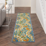 Nourison Aloha Indoor Outdoor Multicolor 2'3" x 10' Area Rug, Floral, Tropical, Easy Cleaning, Non Shedding, Bed Room, Living Room, Deck, Backyard, (10' x Runner)