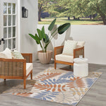 Nourison Aloha Indoor/Outdoor Blue Mocha 3'6" x 5'6" Area Rug, Easy Cleaning, Non Shedding, Bed Room, Living Room, Dining Room, Backyard, Deck, Patio (4x6)