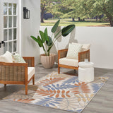 Nourison Aloha Indoor/Outdoor Blue Mocha 3'6" x 5'6" Area Rug, Easy Cleaning, Non Shedding, Bed Room, Living Room, Dining Room, Backyard, Deck, Patio (4x6)