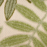 Nourison Aloha Floral Indoor/Outdoor Ivory Green 6' x 9' Area Rug, Easy Cleaning, Non Shedding, Bed Room, Living Room, Dining Room, Backyard, Deck, Patio (6x9)