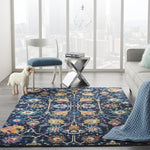 Nourison Passion Navy 3'9" x 5'9" Area Rug, Boho, Moroccan, Bed Room, Living Room, Dining Room, Kitchen, Easy Cleaning, Non Shedding, (4' x 6')