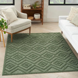 Nourison Versatile Indoor/Outdoor Green 5' x 7' Area Rug, Easy Cleaning, Non Shedding, Bed Room, Living Room, Dining Room, Backyard, Deck, Patio (5x7)