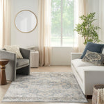 Nourison Astra Machine Washable Bohemian Grey/Blue 5'3" x 7' Area Rug, Easy Clean, Non Shedding, Bed Room, Living Room, Dining Room, Kitchen (5x7)