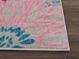 Nourison Passion Grey 3'9'' x 5'9'' Area-Rug, Floral, Farmhouse, Easy-Cleaning, Non Shedding, Bed Room, Living Room, Dining Room, Kitchen, (4' x 6')
