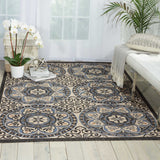 Nourison Caribbean Transitional Ivory/Charcoal 2'3" x 7'6" Area -Rug, Easy -Cleaning, Non Shedding, Bed Room, Living Room, Dining Room, Kitchen (2x7)