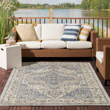 Nourison Essentials Indoor/Outdoor Blue 4' x 6' Area Rug, Non Shedding, Bed Room, Living Room, Dining Room, Backyard, Deck, Patio (4x6)