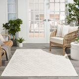 Nourison Versatile Indoor/Outdoor Ivory/White 4' x 6' Area Rug, Easy Cleaning, Non Shedding, Bed Room, Living Room, Dining Room, Deck, Backyard, Patio, High Traffic Area (4x6)